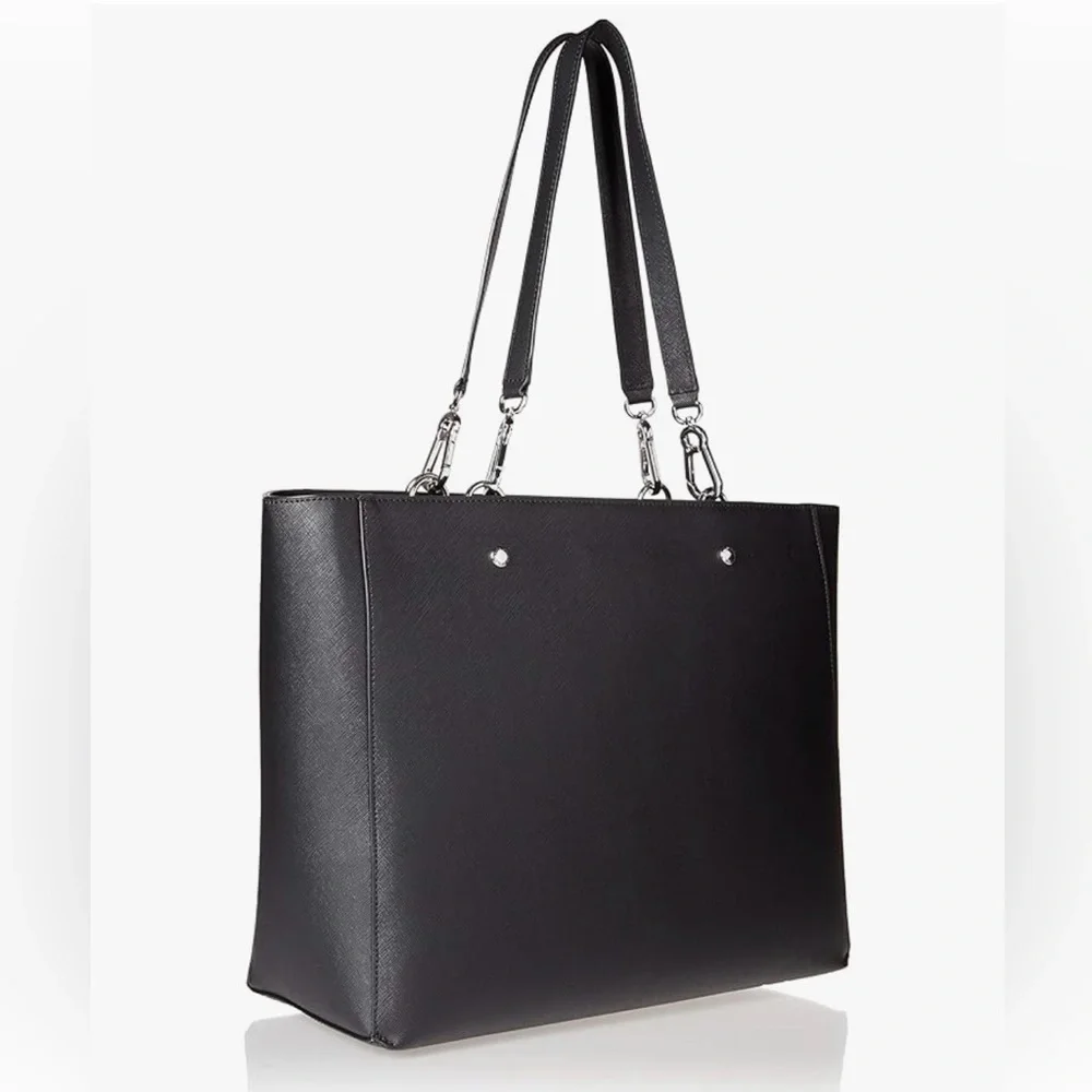 Karl Lagerfeld Black Tote with Patches & Charm Accents size 14 1/4 x 11 1/2” New - Picture 6 of 17